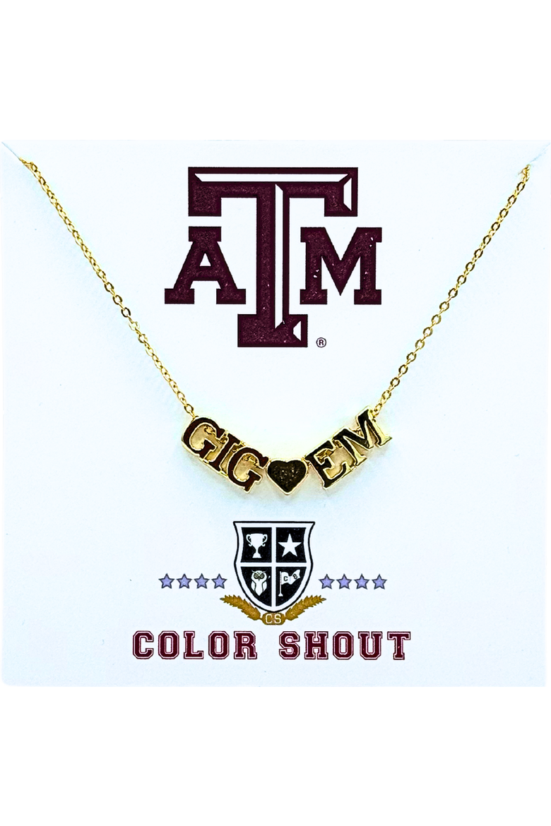 Texas A&M University Gold Heart Necklace, Main, color, Yellow Gold