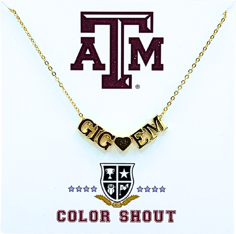 Texas A&M University Gold Heart Necklace