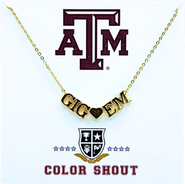 Color Shout Texas A&M University Gold Heart Necklace