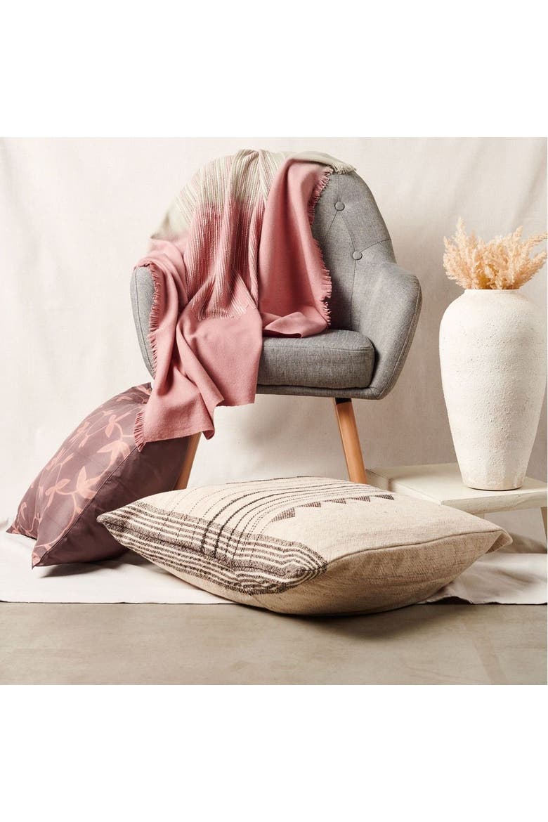 Chive Ombre Hand Textured Handloom Soft Merino Throw, Alternate, color, Red