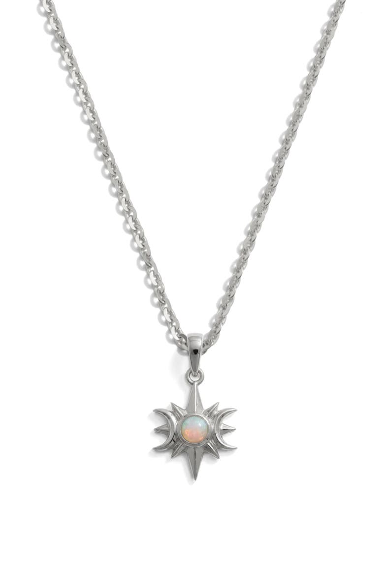 Spellbound Opal Triple Moon Pendant Necklace, Main, color, METALLIC SILVER