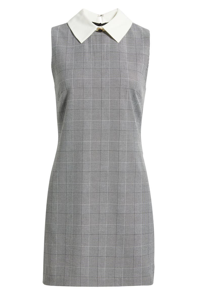 Atlas Glen Plaid Contrast Collar Dress, Alternate, color, BLACK-SUMMER WHITE