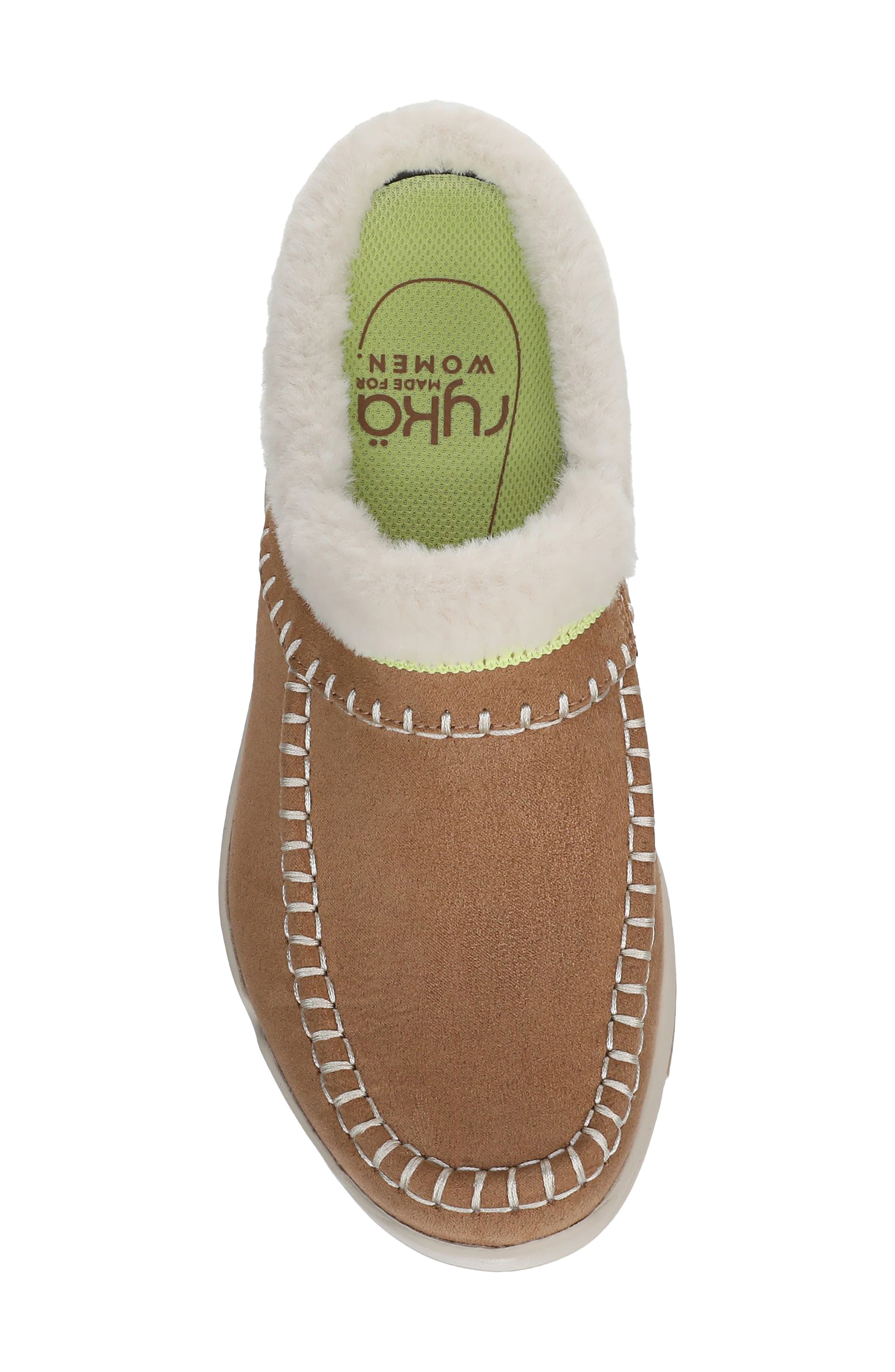 Rykä Arrow Faux Fur Trim Mule, Alternate, color, Honey Brown