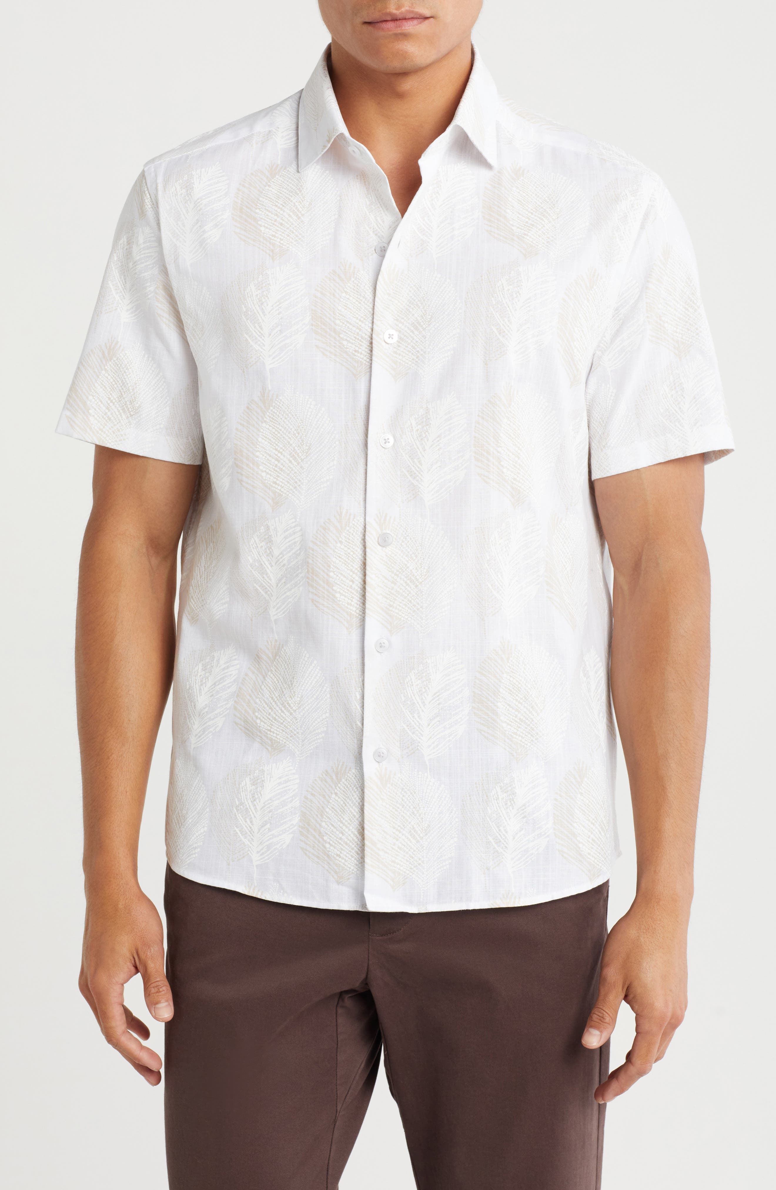 WESTZEROONE Antonio Short Sleeve Cotton Button-Up Shirt