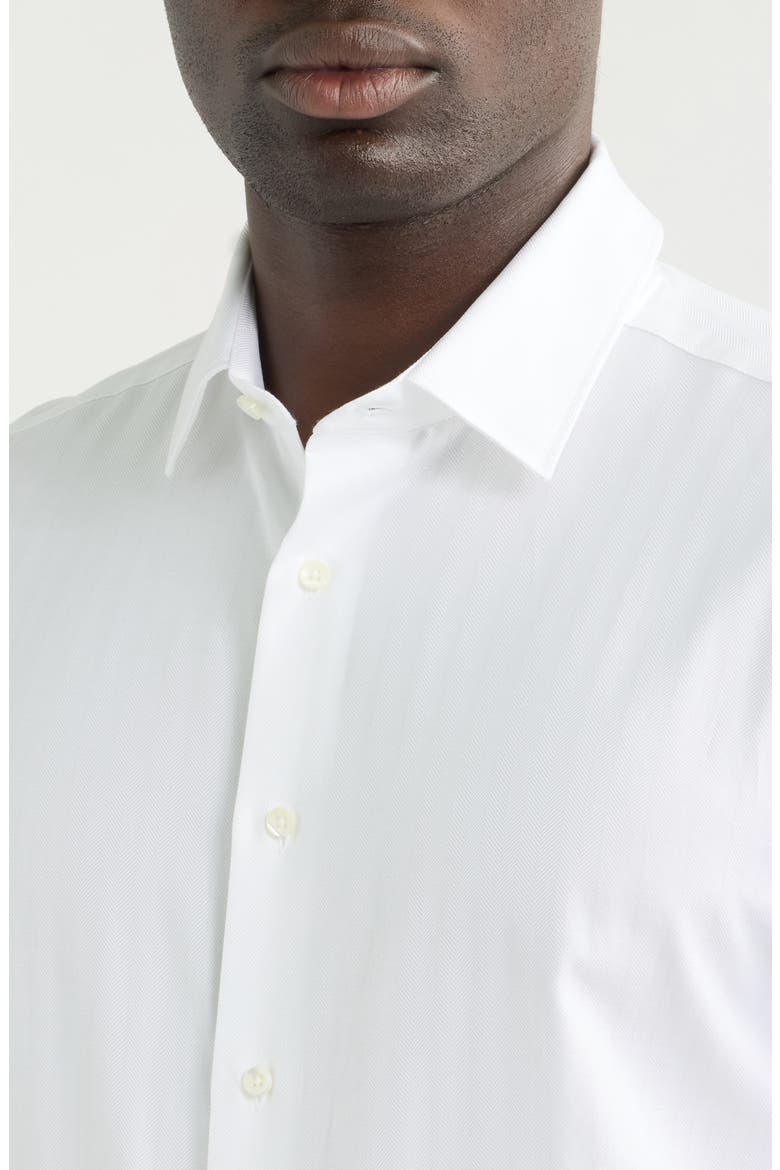 Regular Fit Herringbone Dress Shirt, Alternate, color, WHITE