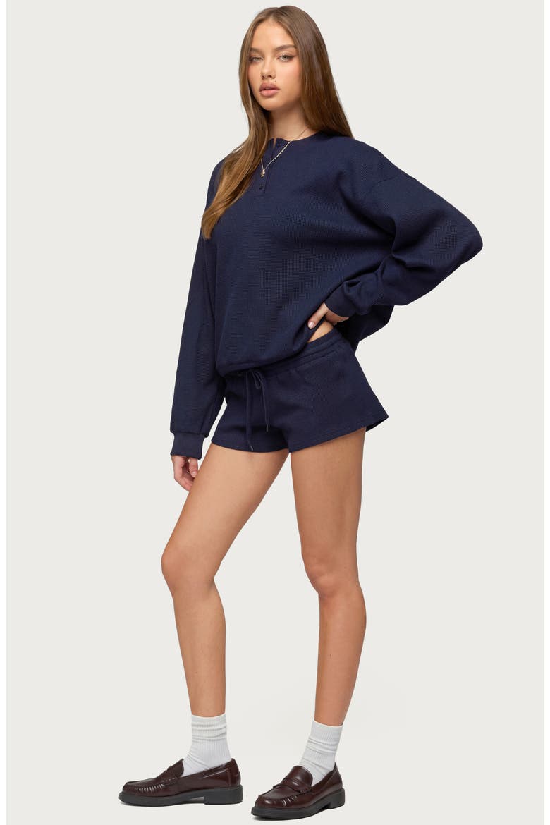Baila Waffle Knit Drawstring Shorts, Alternate, color, NAVY