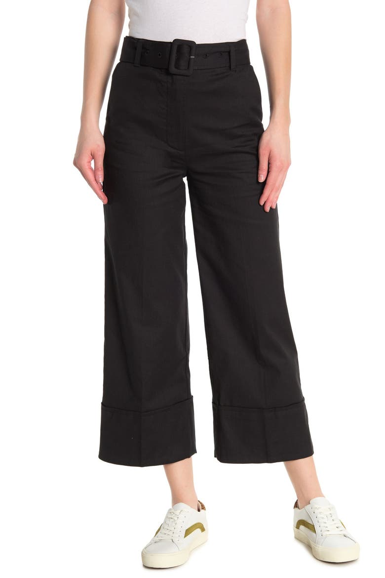 Belted Cropped Pants, Main, color, NOIR