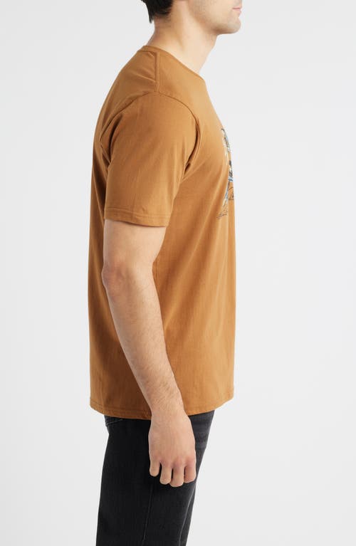 Brixton Wellston Cotton Graphic T-shirt In Brown
