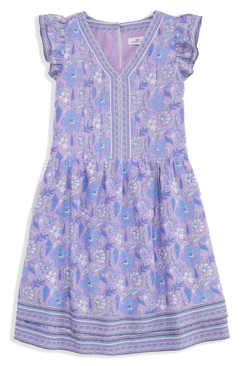 Kids' Pintuck Dress, Main, color, PRINT LILAC BREEZE