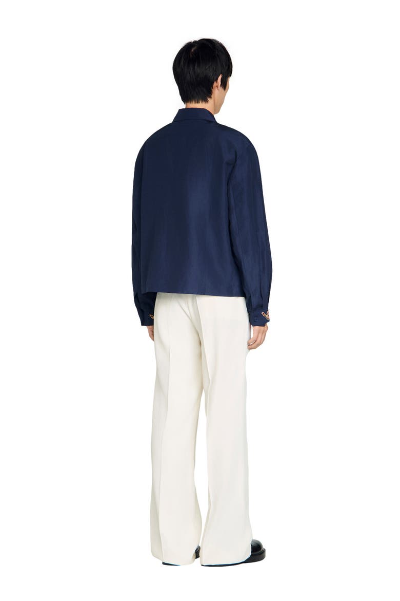 Embroidered wing collar jacket, Alternate, color, Navy blue