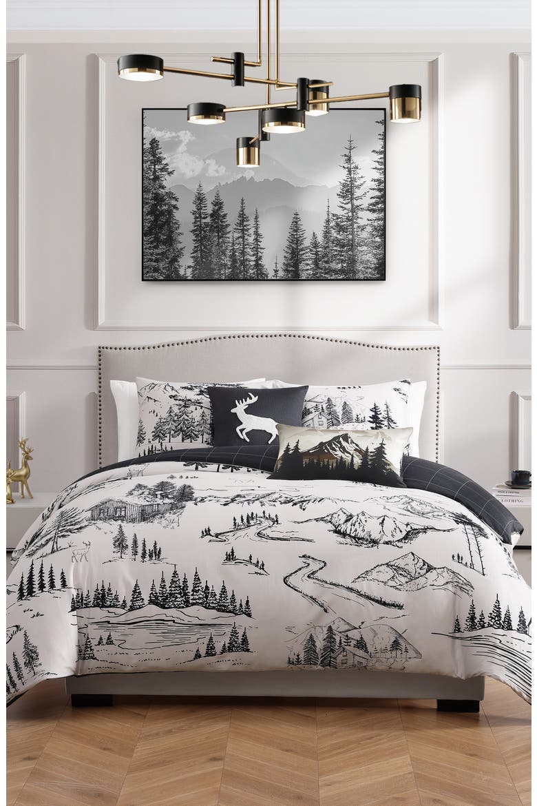 Rocky Mountains Reversible 5-Piece Comforter Set, Main, color, WHITE