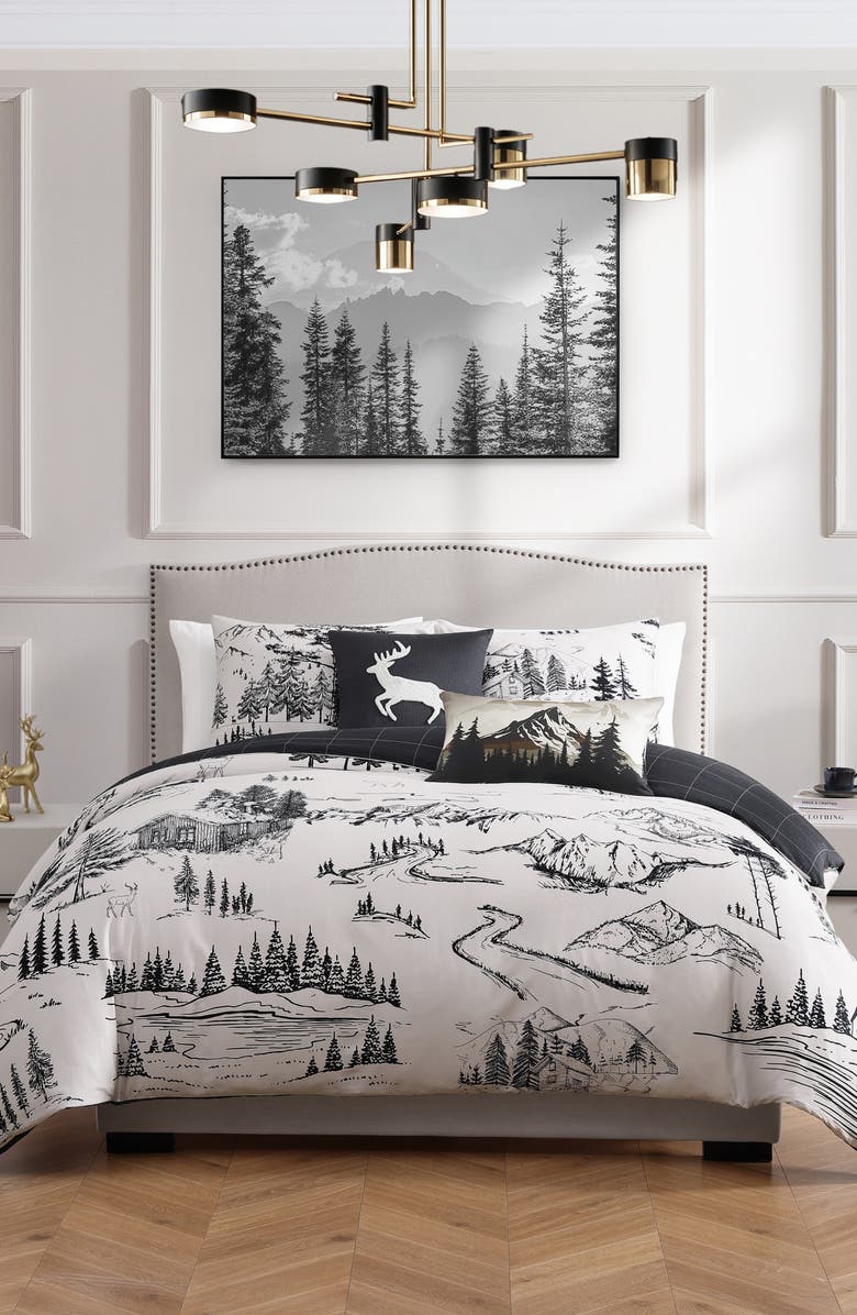 Bebejan Rocky Mountains Reversible 5-Piece Comforter Set, Main, color, White