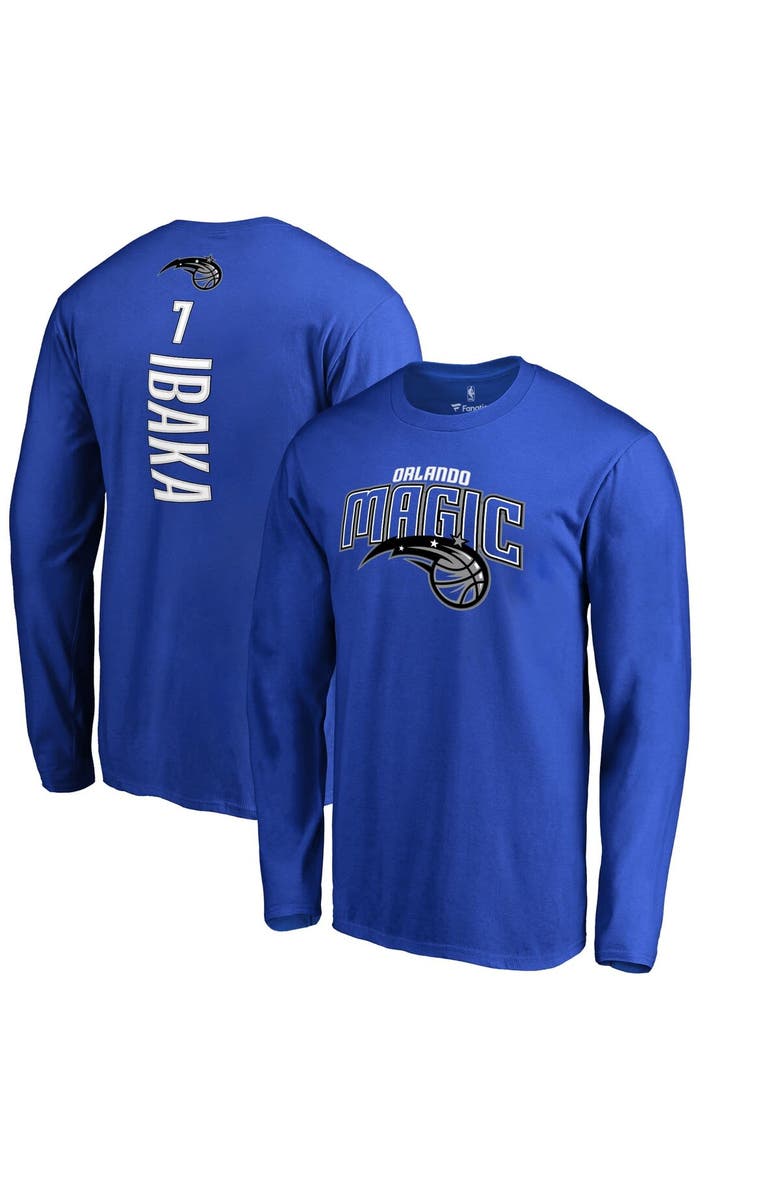 FANATICS Men's Fanatics Branded Serge Ibaka Blue Orlando Magic Backer 3 Name & Number Long Sleeve T-Shirt, Alternate, color, 