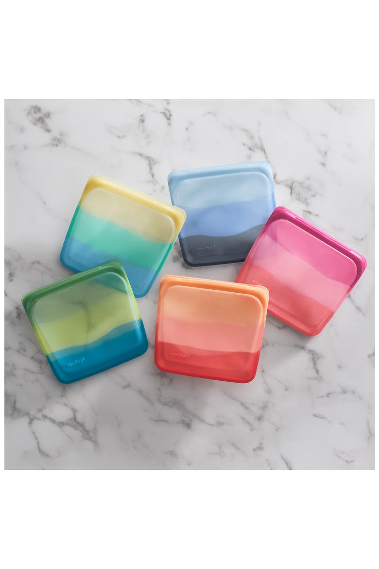 Reusable Silicone Stand-Up Bag, Alternate, color, AQUA