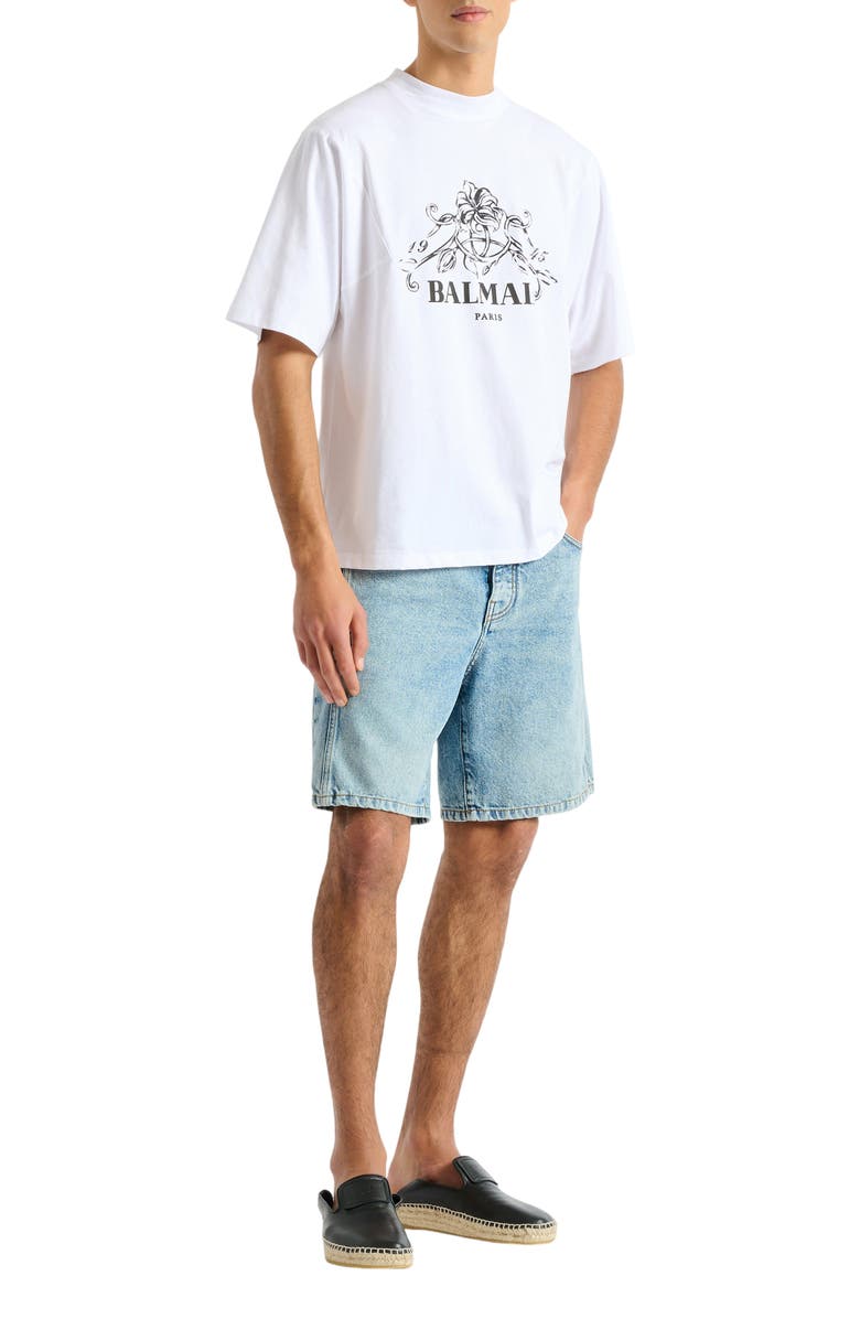 Balmain Printed Balmain Vine T-shirt, Main, color, White