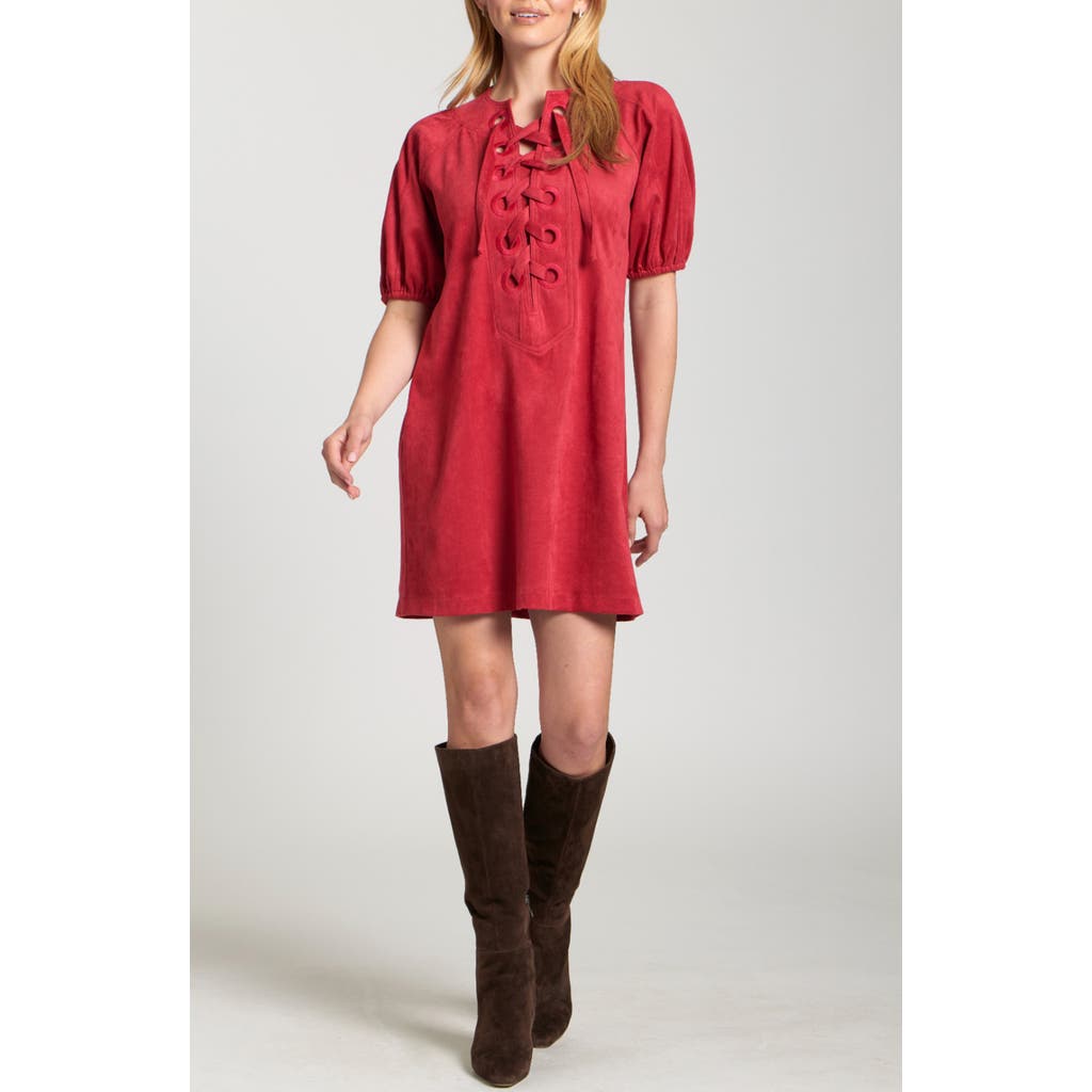Apny Puff Sleeve Minidress In Red