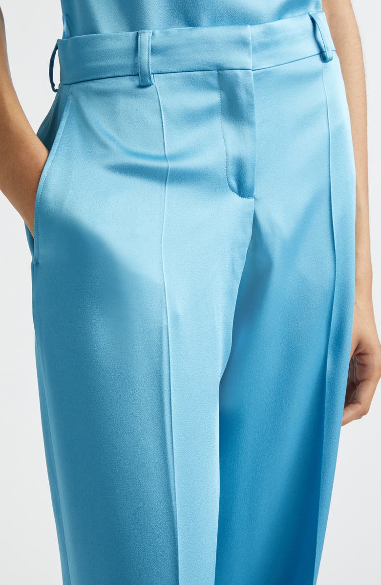 Stella McCartney Satin Straight Leg Pants, Alternate, color, Steel Blue