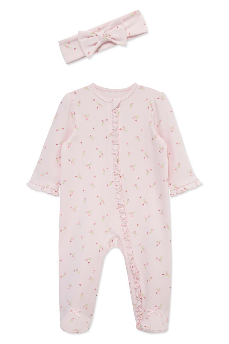 Rosebud Footie & Headband Set (Nordstrom Exclusive), Main, color, PINK
