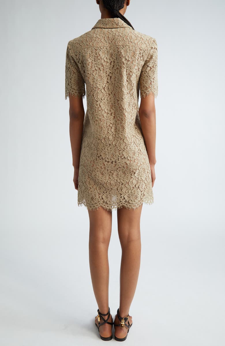 Michael Kors Collection Short Sleeve Lace Shirtdress, Alternate, color, Sand