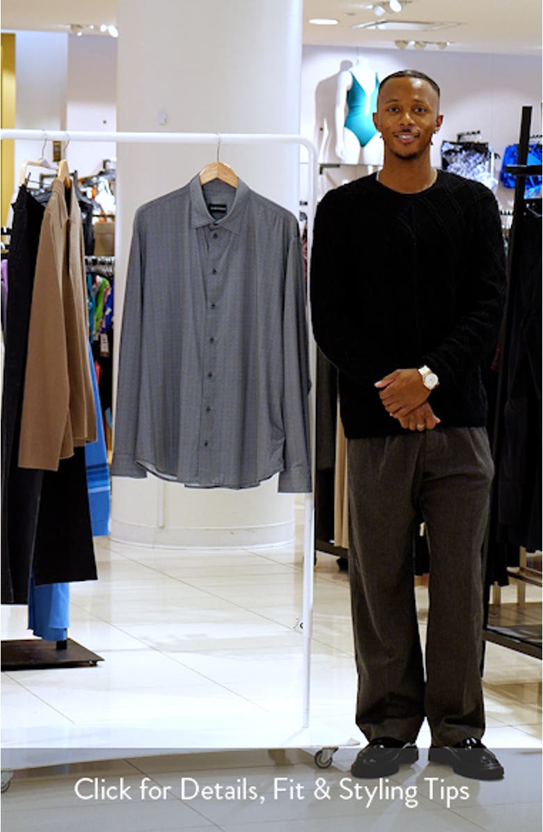 Microprint Stretch Button-Up Shirt, sales video thumbnail