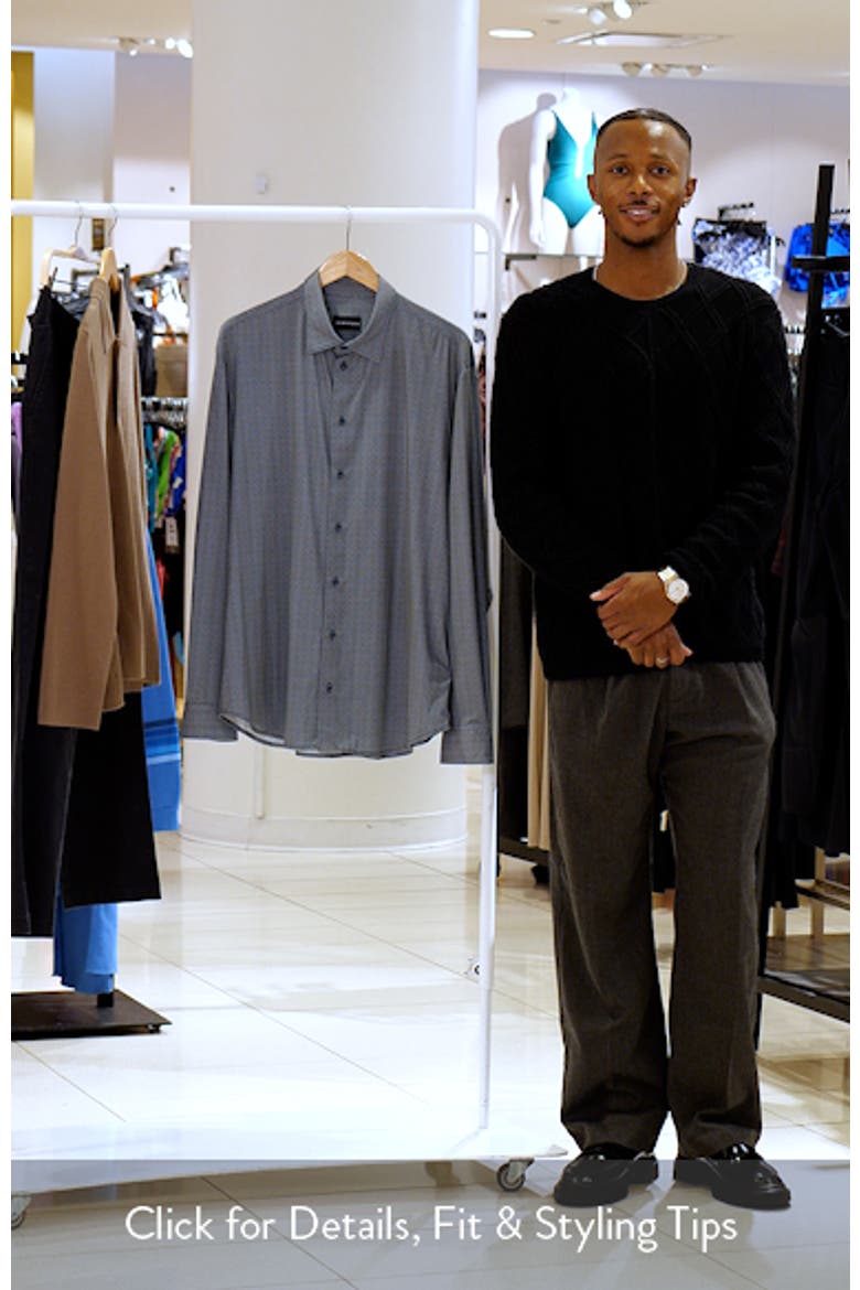 Microprint Stretch Button-Up Shirt video