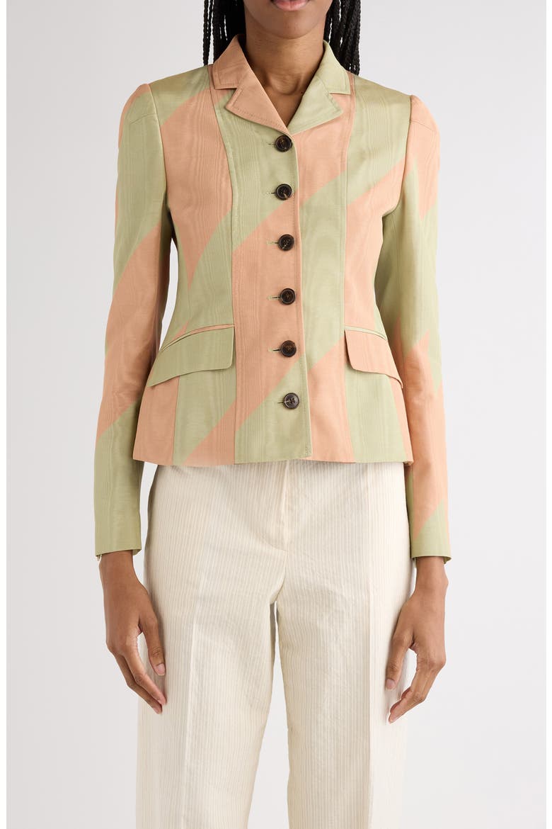 Belia Broken Stripe Moiré Jacket, Main, color, PISTACHE