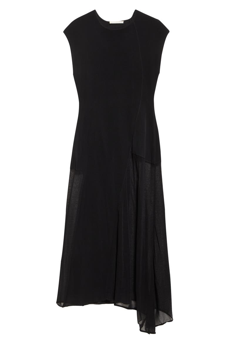 Seamed Asymmetric Dress, Alternate, color, BLACK