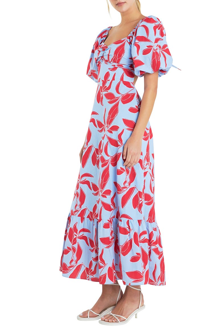Tie Back Maxi Dress, Alternate, color, BLUE MULTI
