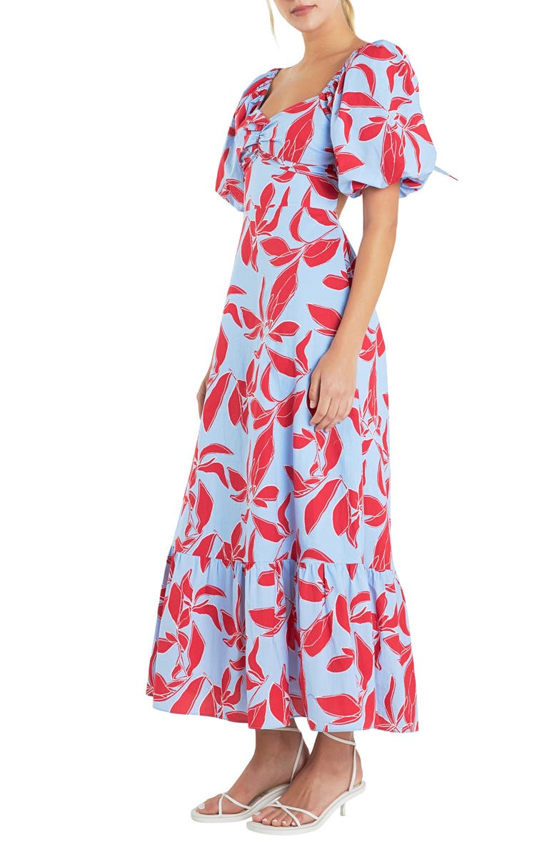 English Factory Tie Back Maxi Dress, Alternate, color, Blue Multi