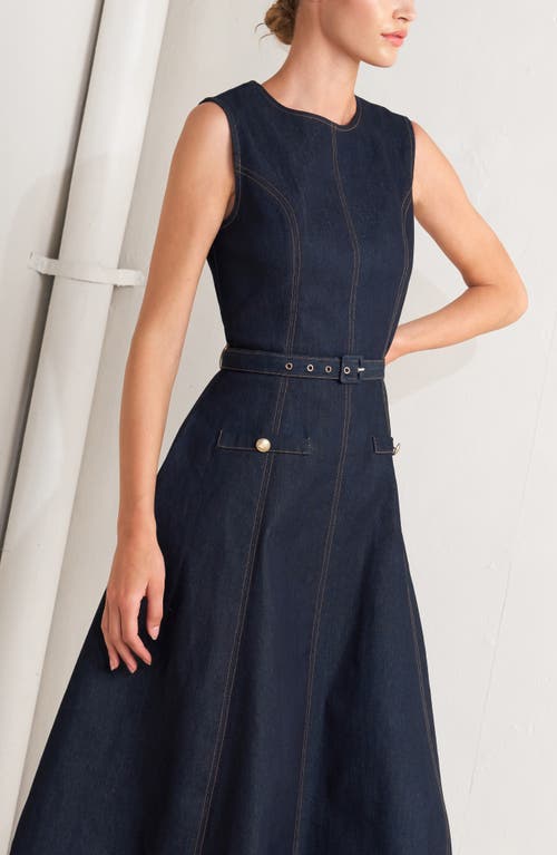 Freemarket A-line Denim Midi Dress In Blue