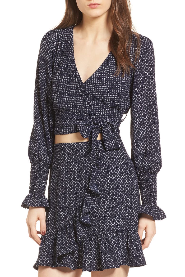 Wrap Crop Top, Main, color, NAVY FLORAL