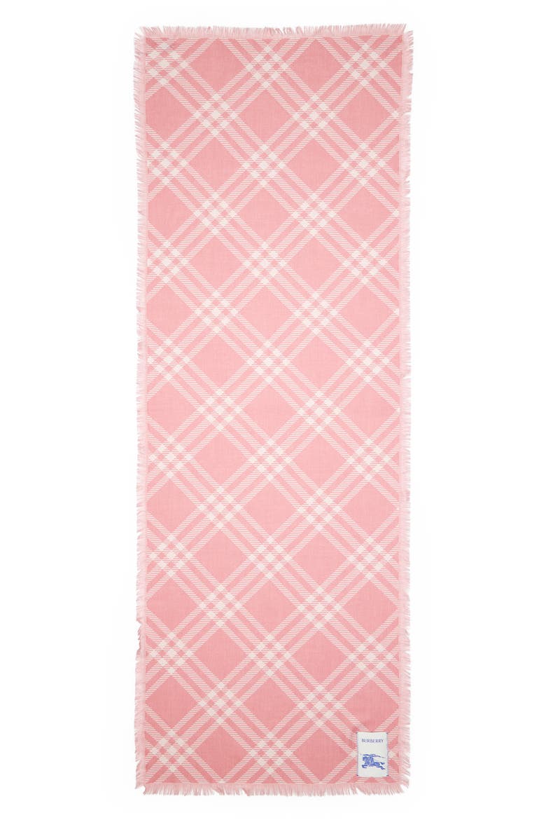 Check Wool & Silk Fringe Scarf, Main, color, SUGAR PINK
