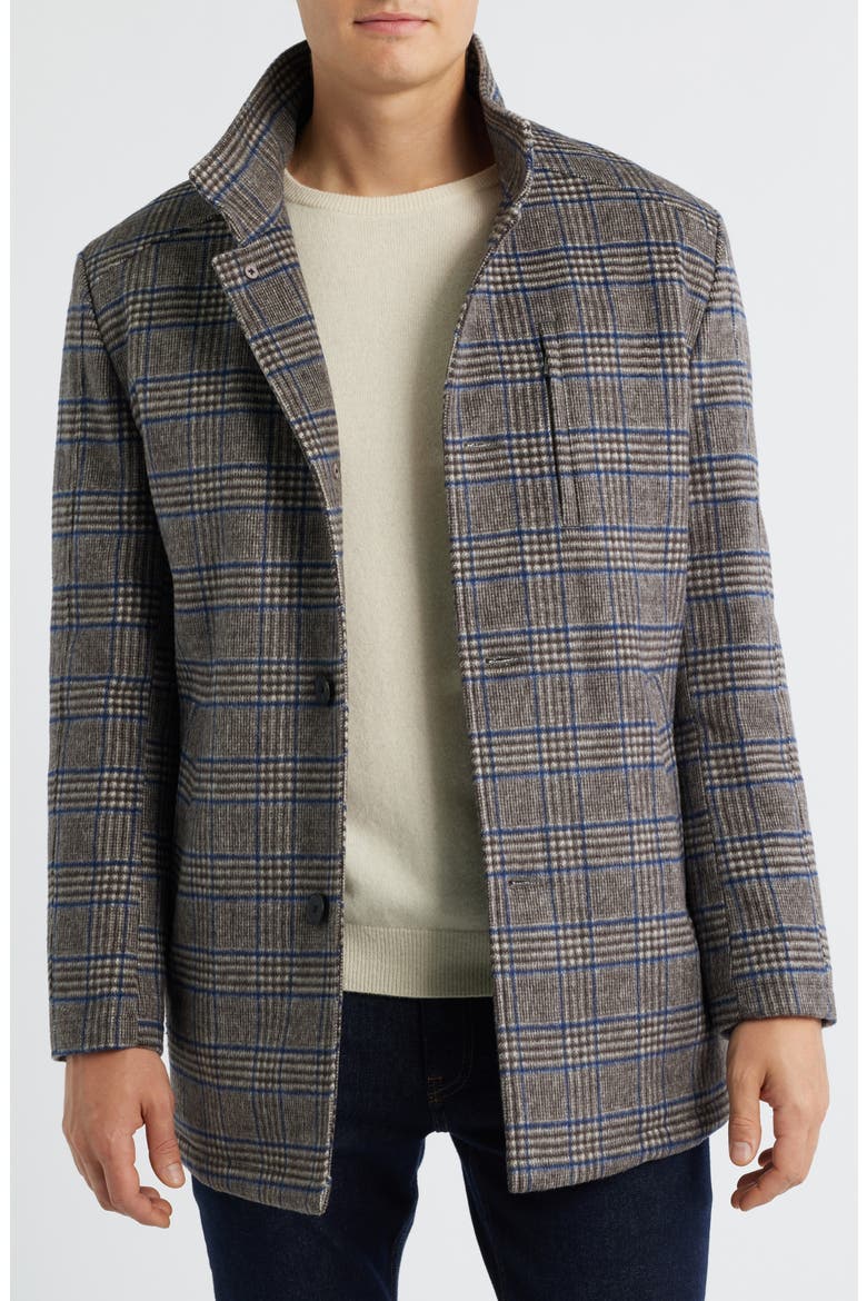 Upton Bib Insert Wool Blend Car Coat, Alternate, color, BROWN PLAID