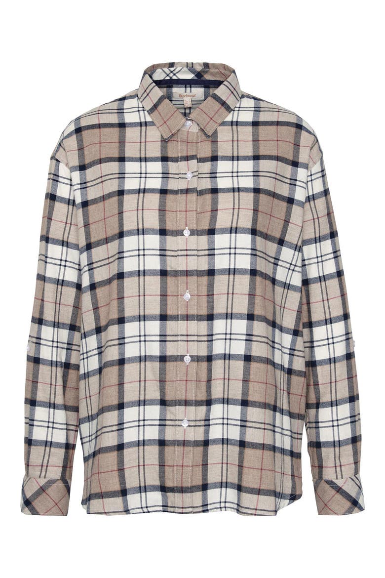 Elishaw Tartan Relaxed Fit Cotton Button-Up Shirt, Alternate, color, HESSIAN TARTAN BROWN