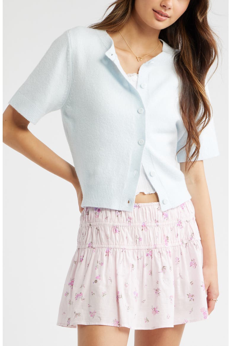 Short Sleeve Cardigan, Main, color, BLUE BREEZE