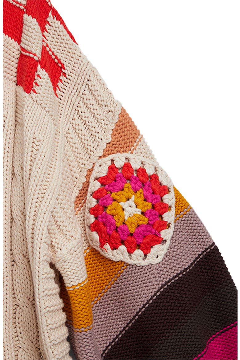 Colorful Crochet Cardigan, Alternate, color, IVORY