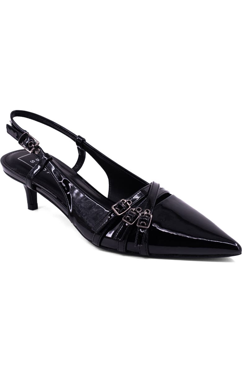 SHUSHOP Nadja Pointed Toe Kitten Heel Slingback Pump, Main, color, Black Patent
