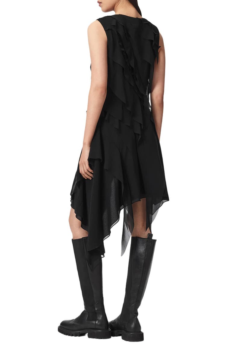 Angie Ruffled Handkerchief Hem Dress, Alternate, color, BLACK