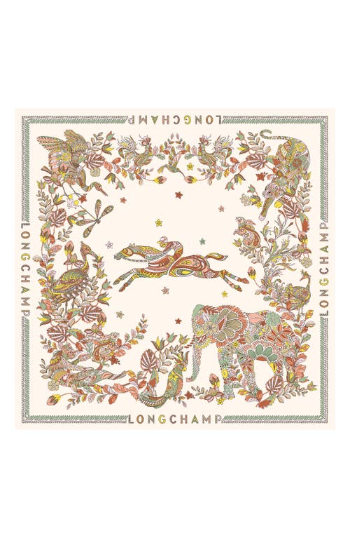 Longchamp Foret Square Silk Scarf In Neutral