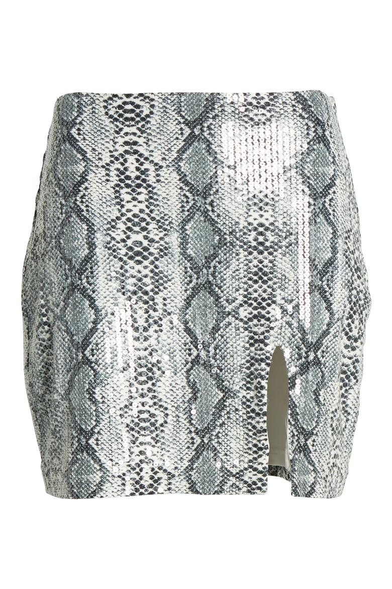 Snakeskin Print Miniskirt, Alternate, color, GREY