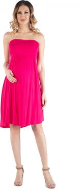 24seven Comfort Apparel Maternity 24seven Comfort Appare Knee Length Strapless Mini Dress