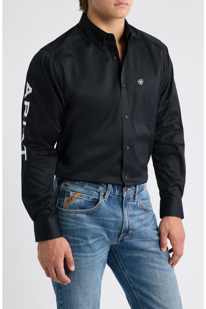 Team Logo Twill Shirt, Main, color, BLACK/ WHITE