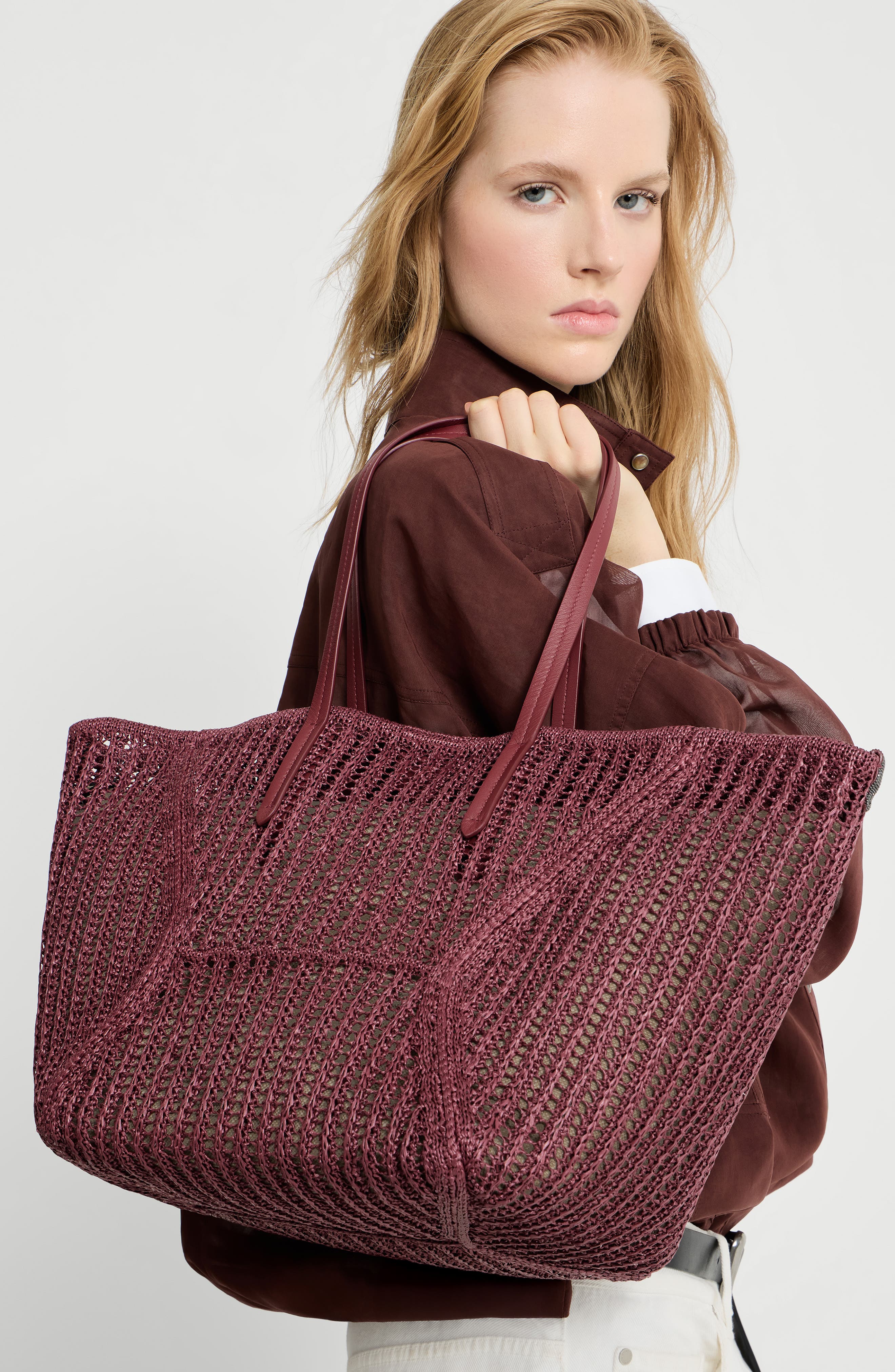 Techno raffia BC Duo bag, Alternate, color, Red