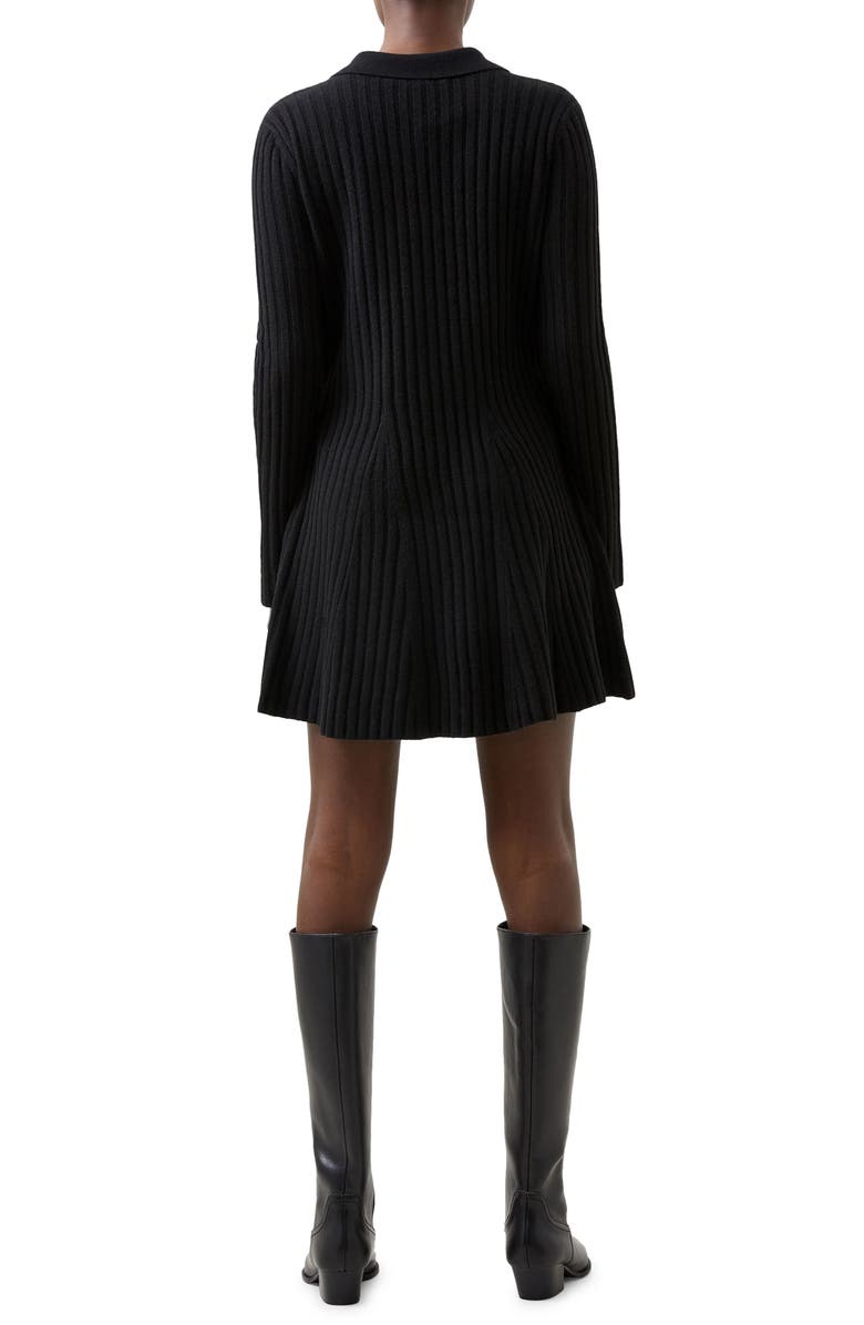 French Connection Vhari Long Sleeve Polo Sweater Minidress, Alternate, color, Black