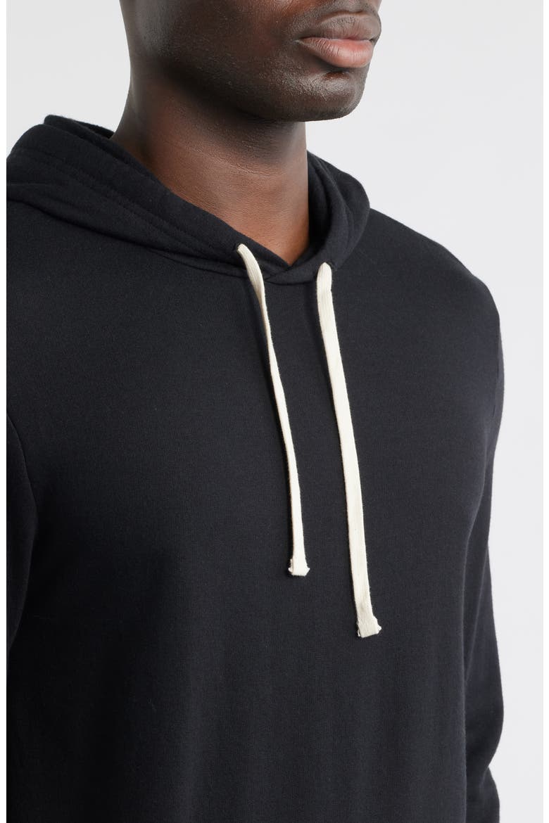 Cotton Blend French Terry Pullover Hoodie, Alternate, color, BLACK