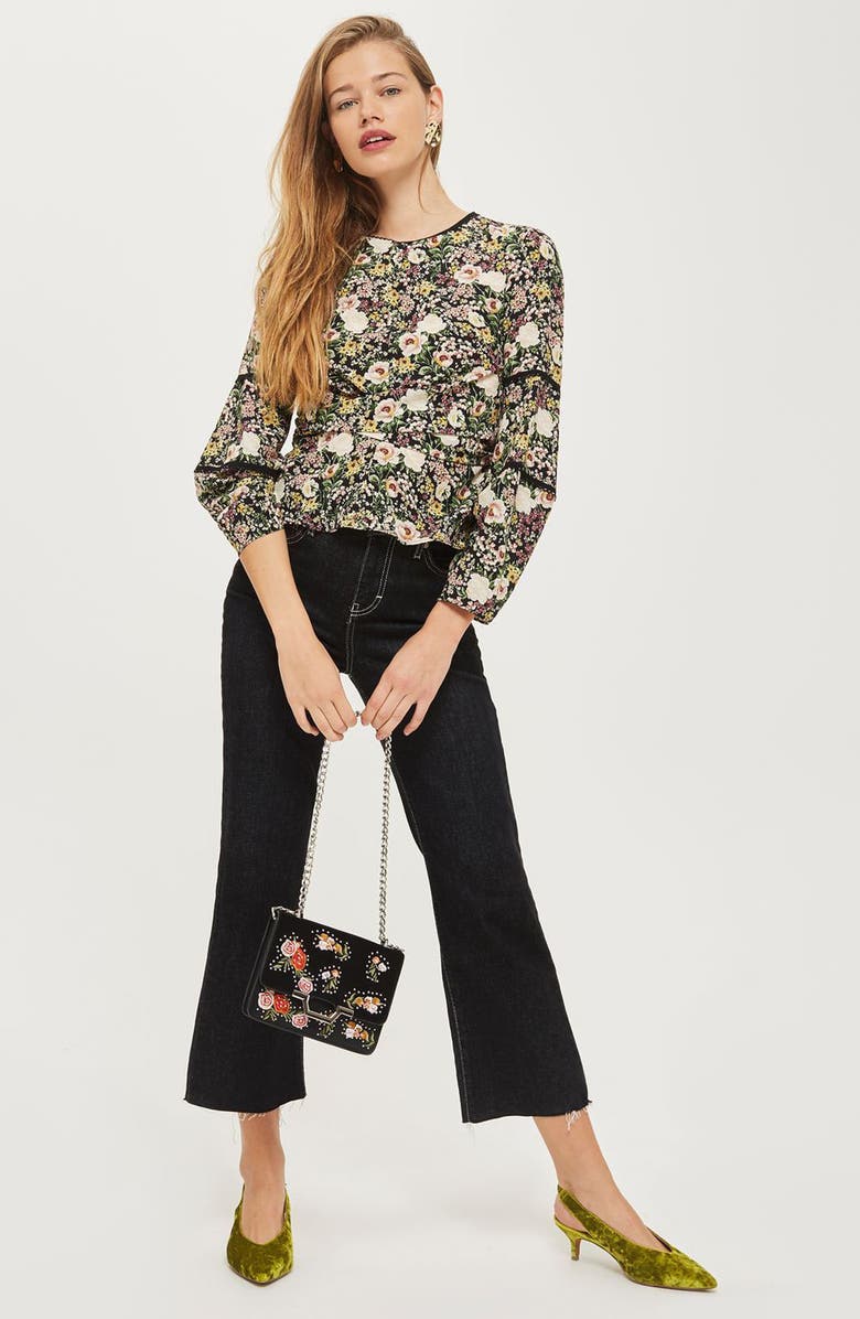 Topshop Floral Twist Wrap Blouse, Alternate, color,