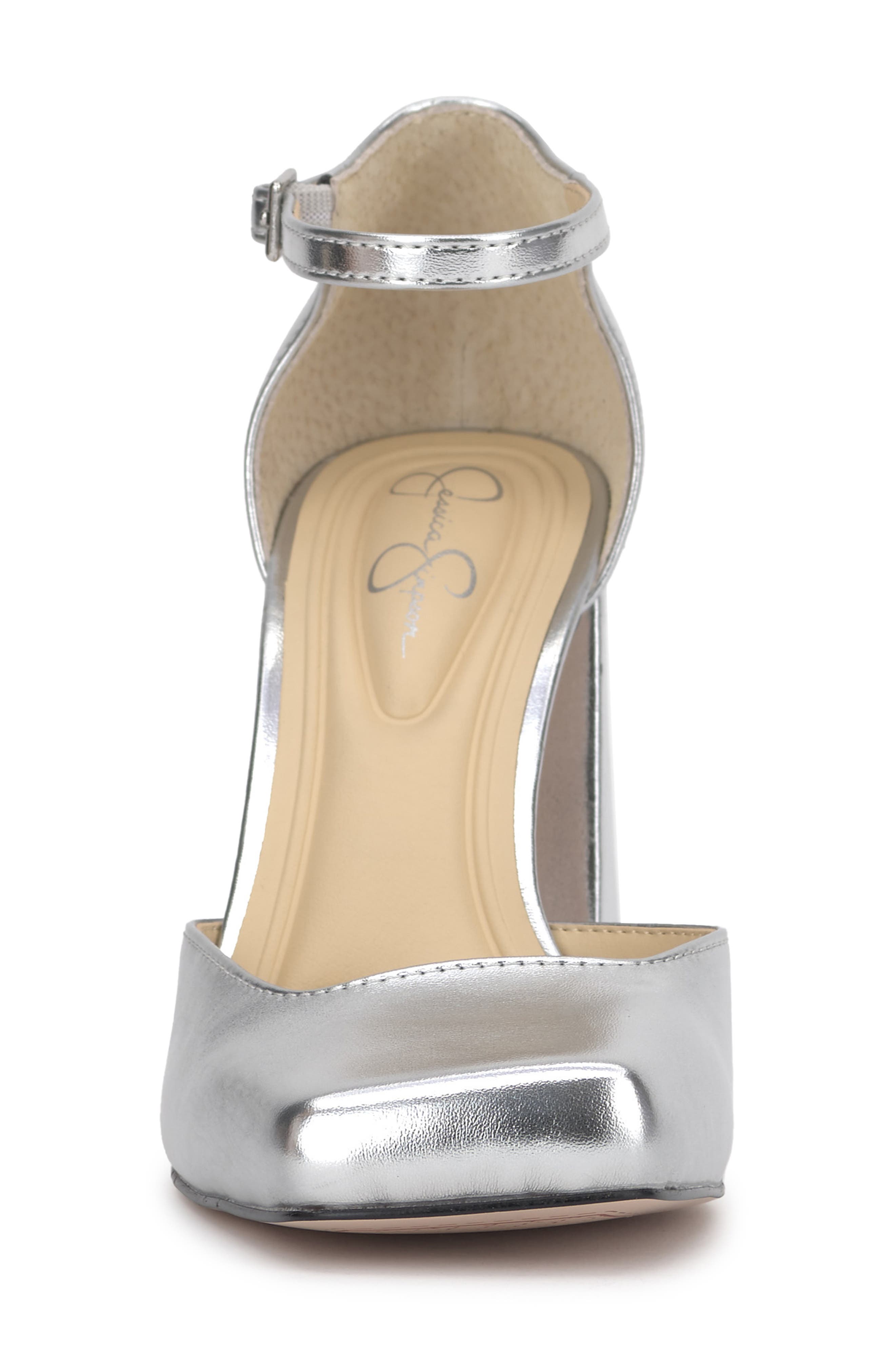 Lollah Ankle Strap Pump, Alternate, color, SILVER