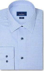 David Donahue Slim Fit Shadow Check Stretch Cotton Twill Dress Shirt