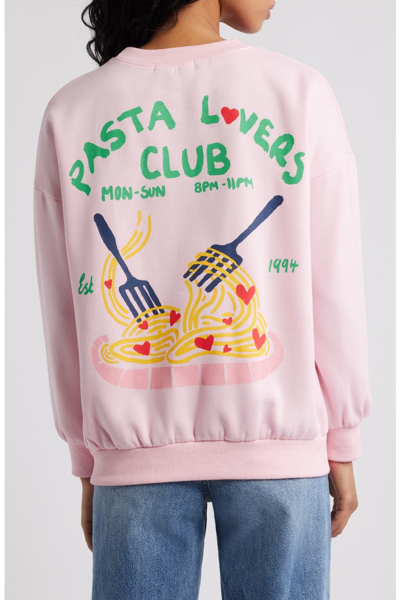 Pasta Lovers Club Cotton Sweatshirt, Alternate, color, PINK