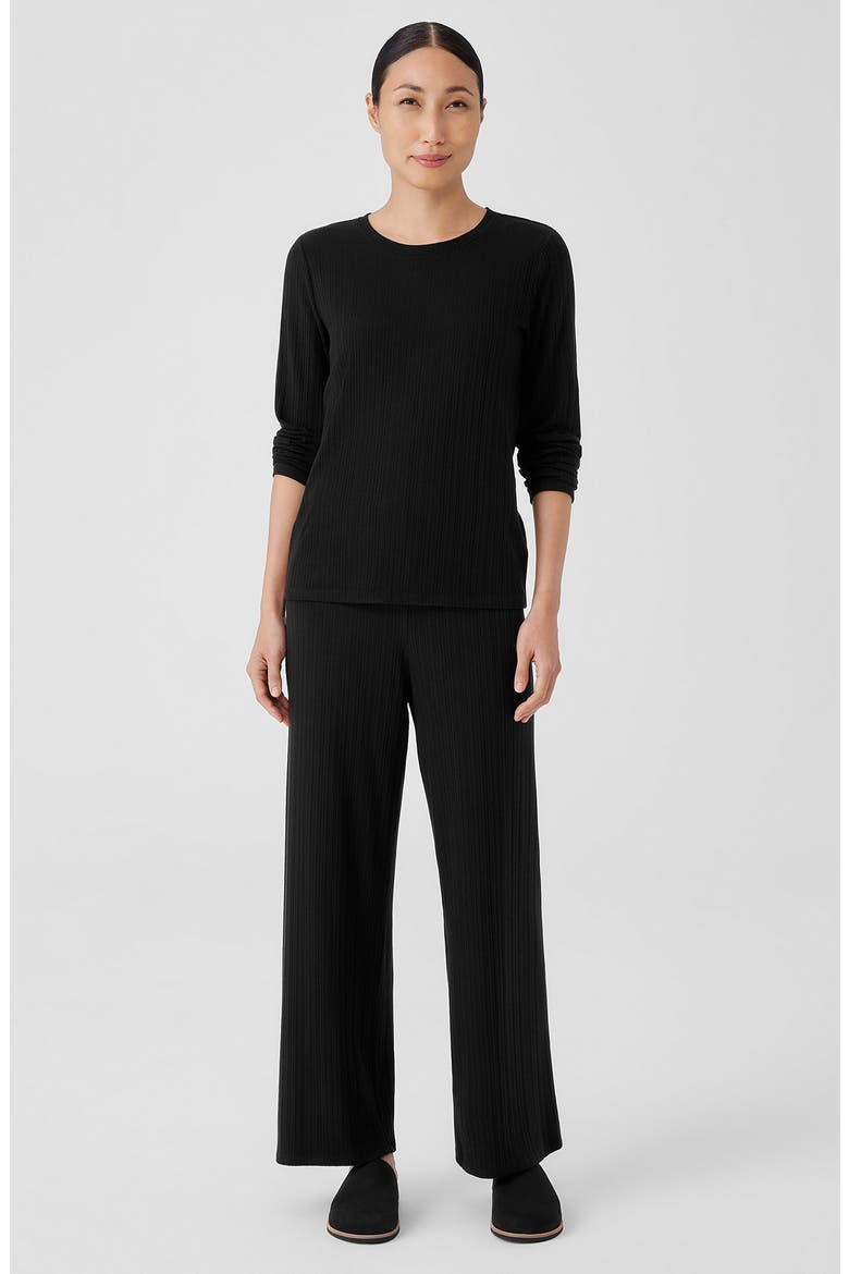 Long Sleeve Crewneck Top, Alternate, color, BLACK